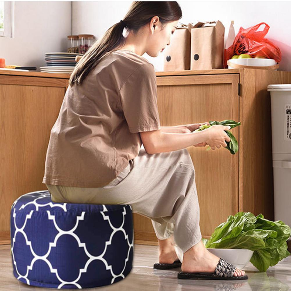 Inflatable Foot Stool Bean Bag Sofas Portable Round Foot Rest Pillow With Seat Cover Inflatable Foot Pad For Travel Home Office