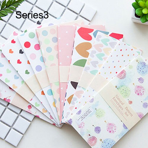 50pcs Craft DIY Envelope Dots Heart Flower Paper Envelope for Card Letter Paper 10 Patterns mix 18x9cm: Default Title