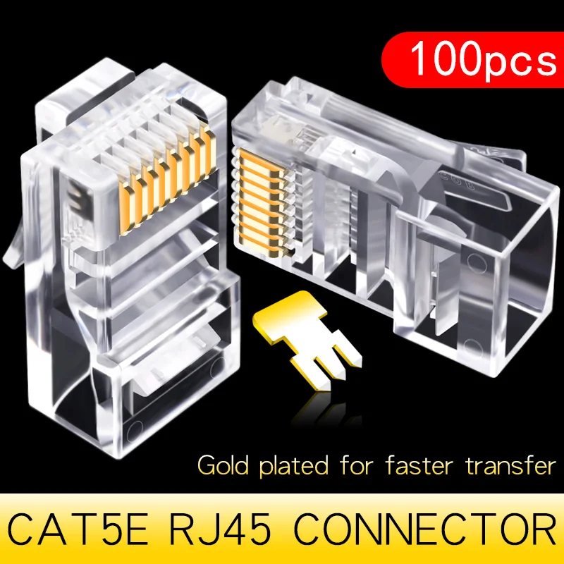 CNCOB Cat6 utp korte lichaam, twee stukken, platte kabel rj45 connector 8P8C modulaire netwerk connector Ethernet computer plug 50 stuks: Black