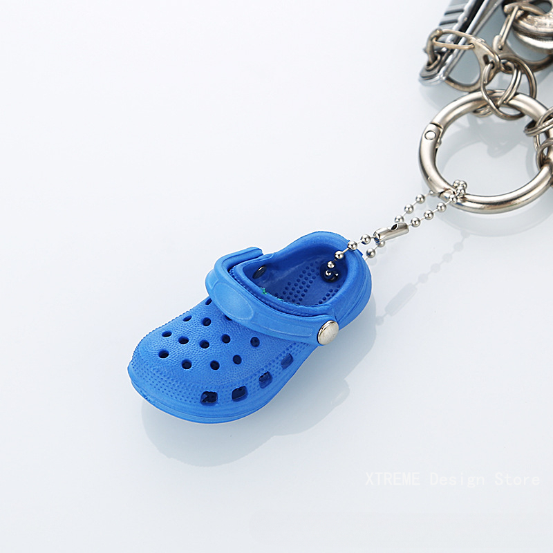 Simulation Mini EVA Hole Shoes Keychain Pendants Colorful Croc Shoe Charms For DIY Car Key Bag School Bag Backpack: Blue