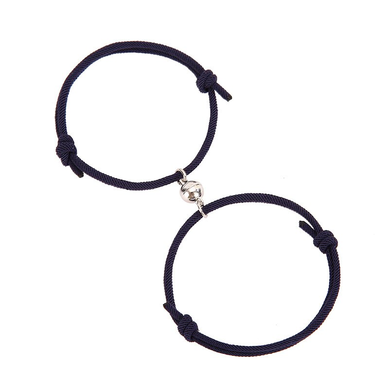 2pcs/pair Magnet Couple Bracelet Long Distance Minimalist Matching Braslet For Lovers Friendship Brazalete: BlackBlack