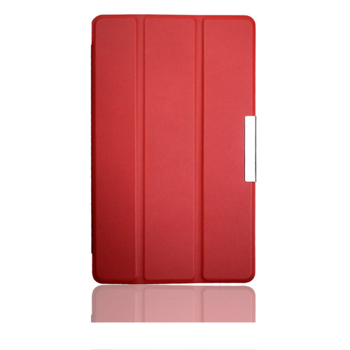 Foldet pu-læderetui til google nexus 7 fhd 2nd (2nd. generation (flip-tablet-cover med stativ, automatisk slumre-/vågnefunktion): Rød