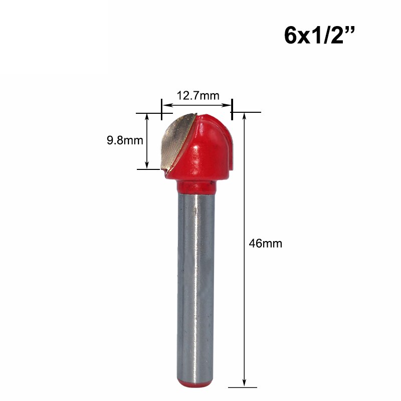 1pc 6mm skaft fræsning træskæring træ kugle næse fræser bit rund fræsning træ cnc radius kerne kasse solid hårdmetal