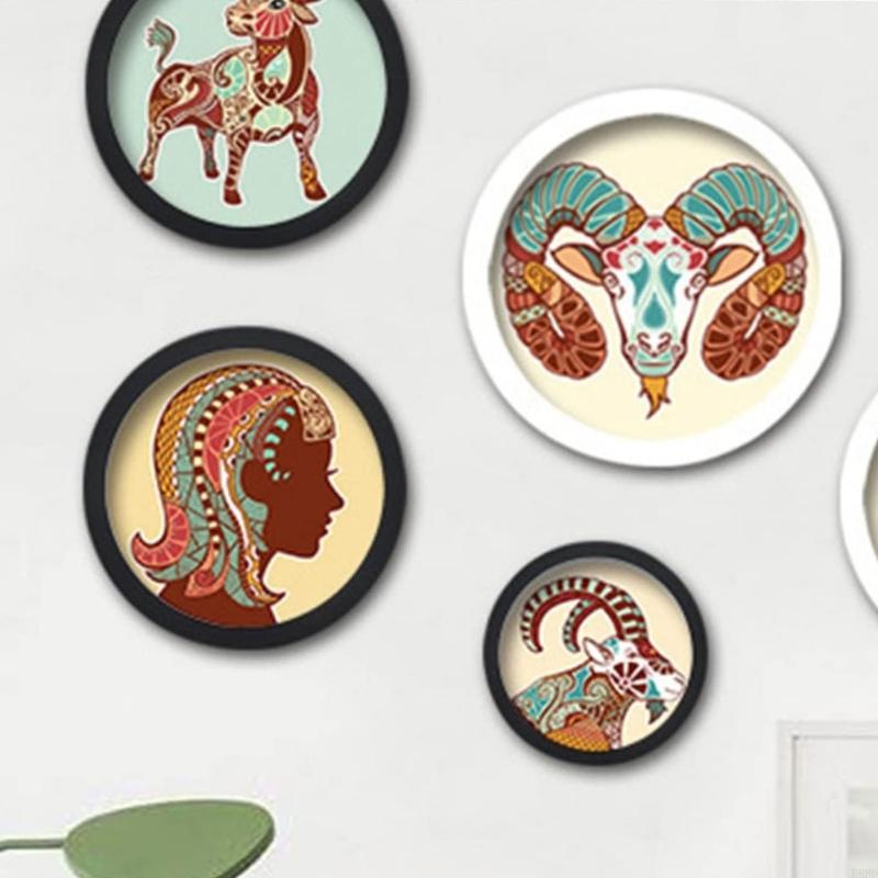 E8bd alsidige runde fotorammer til billeder, hvide billedrammer, vægophæng, dekorationer til moderne interiører