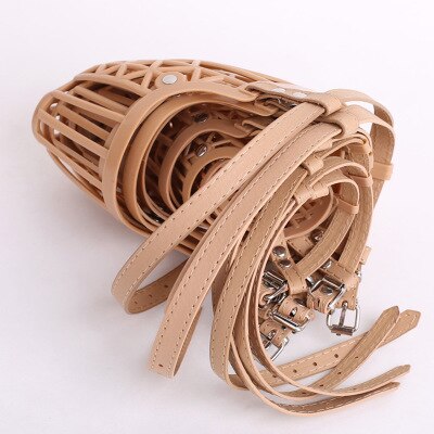 Muselière réglable rose en plastique solide pour chien, 7 tailles, masque buccal Anti-morsure pour chiot: Leather belt / 6