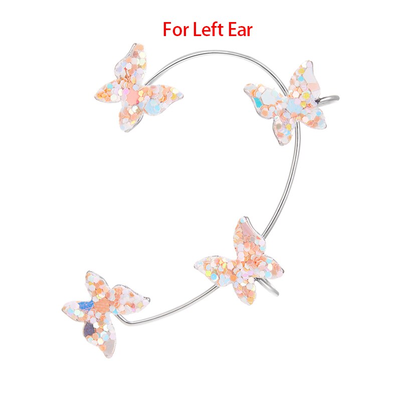 1Pc Koreaanse Vlinder Oor Manchet Zonder Piercing Voor Vrouwen Mode Fonkelende Dier Clip Op Oorbellen Lady Wedding Party Sieraden: 1