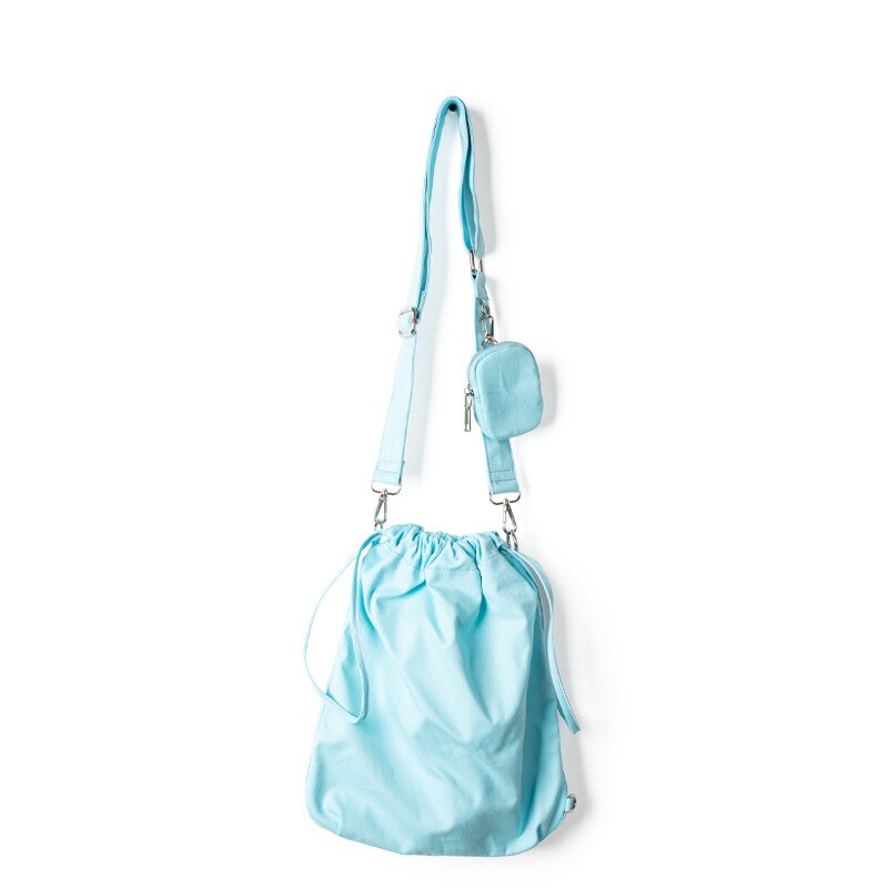 Soft Canvas All-match Solid Color Bucket Bag Student Bag Shoulder Bag Crossbody Bag Office Daily: Blue