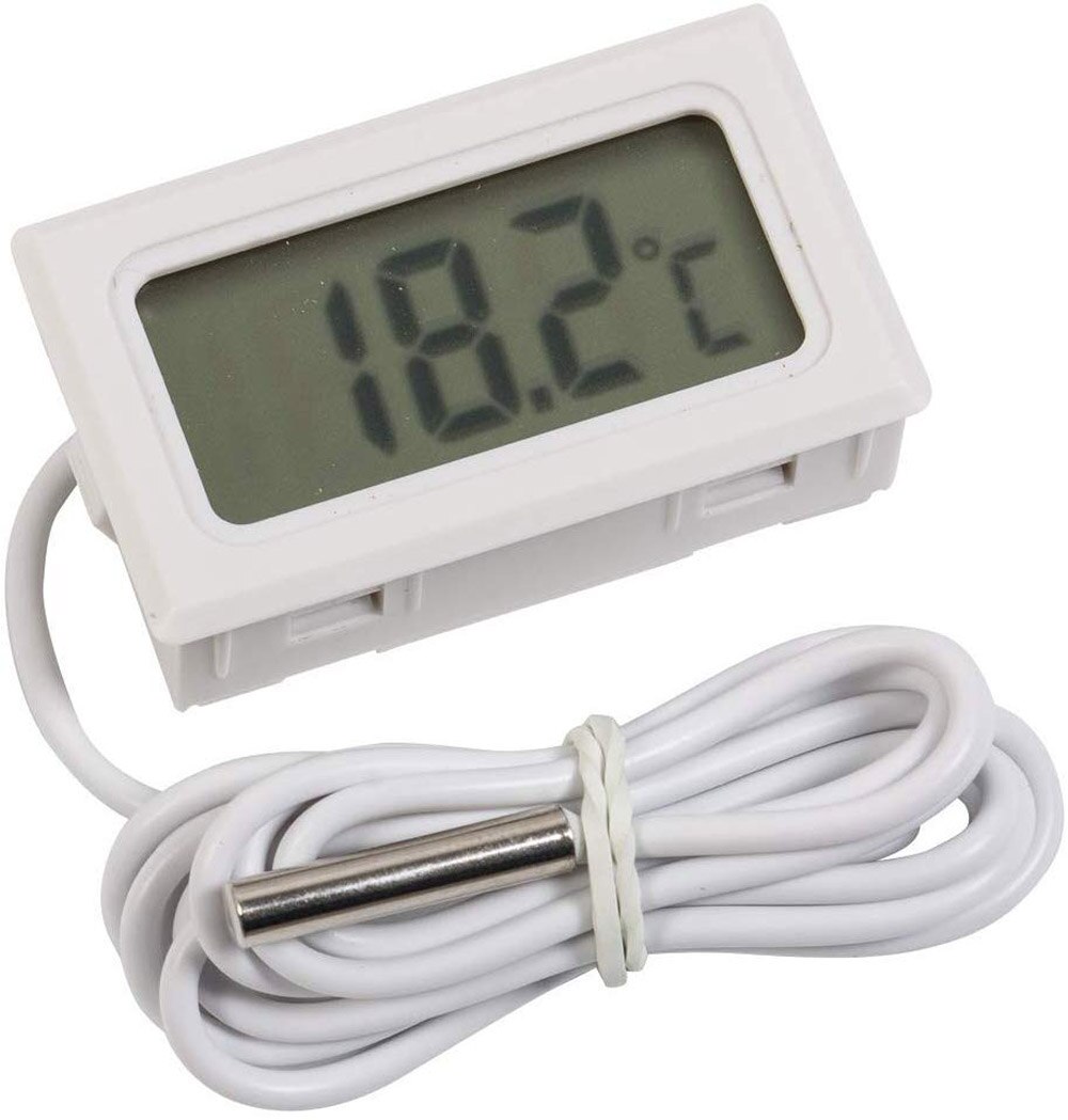 Mini LCD Digitale Thermometer voor Vriezer Temperatuur-50 ~ 110 graden Koelkast Koelkast Thermometer indoor outdoor Sonde 1M 2M: WHITE