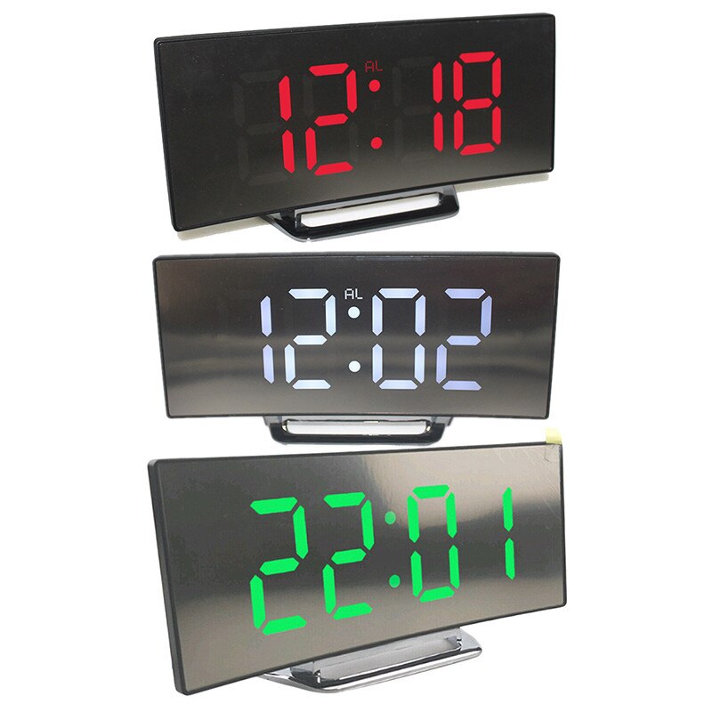 Digitale Wekker Geruisloos Led Grote Display Spiegel Elektronische Alarm Uitschakelen Geheugenfunctie Aaa Niet Batterijen