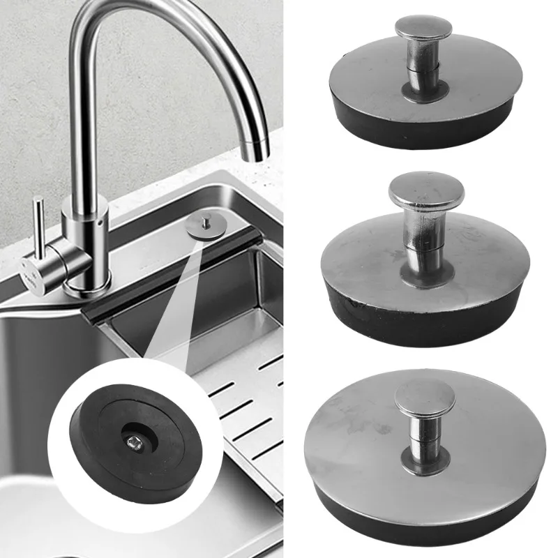 Tapón a prueba de fugas para fregadero, cubierta de tapón de fregadero de acero inoxidable, tapas universales para bañera y lavabo, accesorios de baño, 3/1 Uds.
