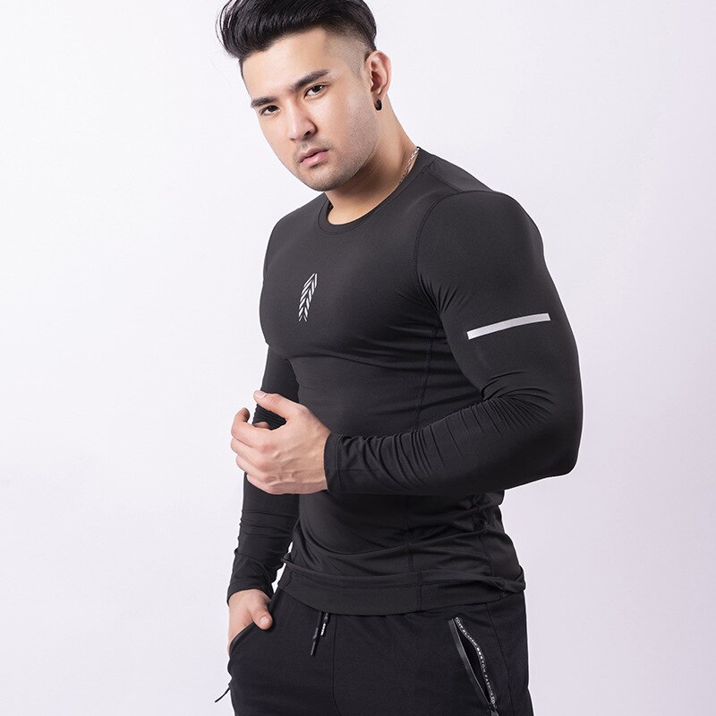 Heren outdoor fitnesskleding heren winter fleece warme strakke t-shirt outdoor training basketbal hardloopkleding