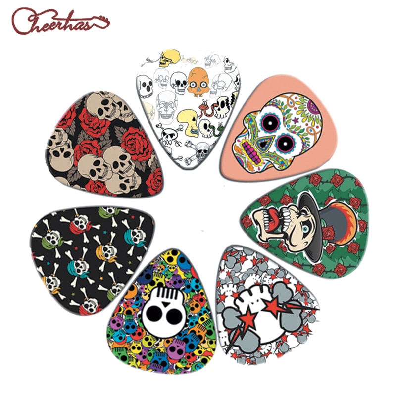 21pcs mix thin medium heavy dark skull and color skull guitar pick plectrum for boy and girl