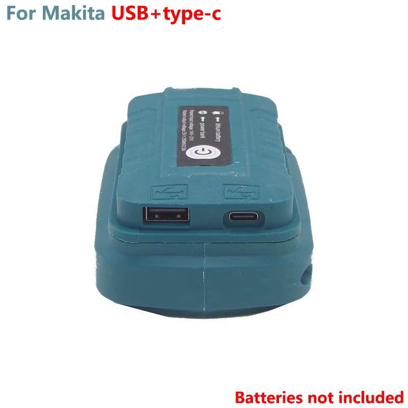 Adapter led-arbejdslampe til makita 14.4v/18v li-ion-batteri  bl1830 bl1430 bl1850 stk . dobbelt usb-konverter med led-lampe til makita: Lysegrå