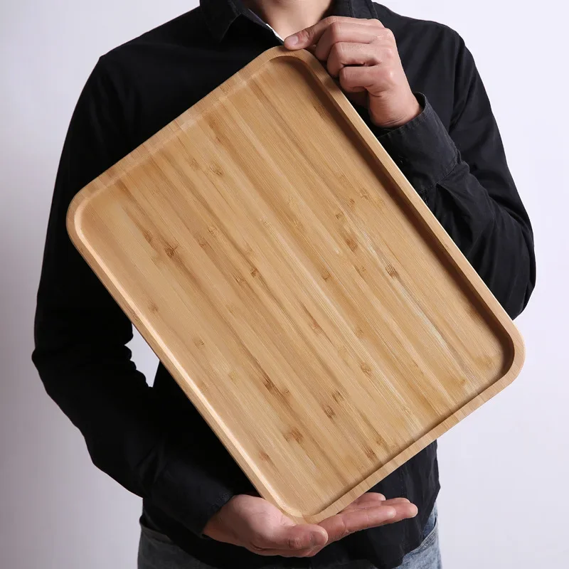 Bambus hölzern Tablett Bambus Pizza Tee Tablett Japanese rechteckig Haushalt Kuchen Brot fest Holz: Blau