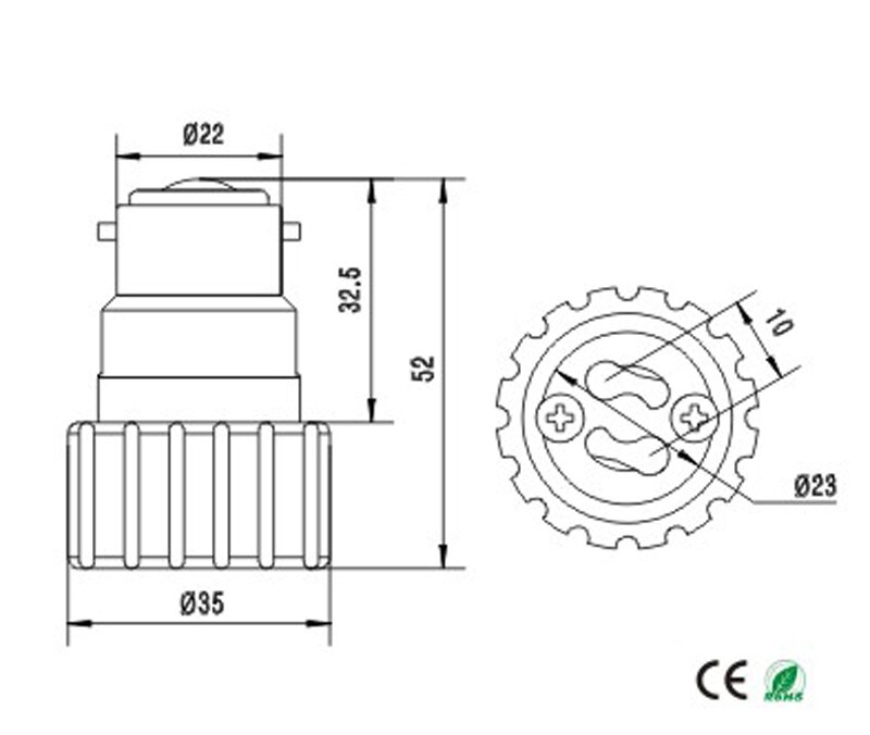 B22 to gu10 adapter lys fatning adapter  b22 to gu10 lampe holder konverter, ce rohs installere  gu10 spotlights i  b22 fatning