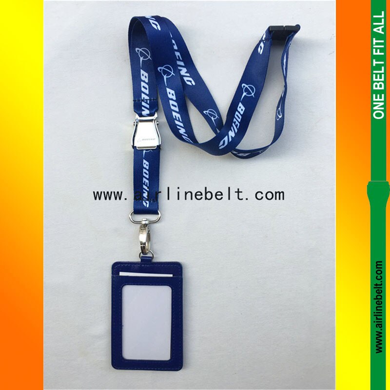 Blauw Boeing seat belt vliegtuig gesp lanyard met ID case houder voor pilot flight crew airman luchtvaart kantoor persoonlijkheid
