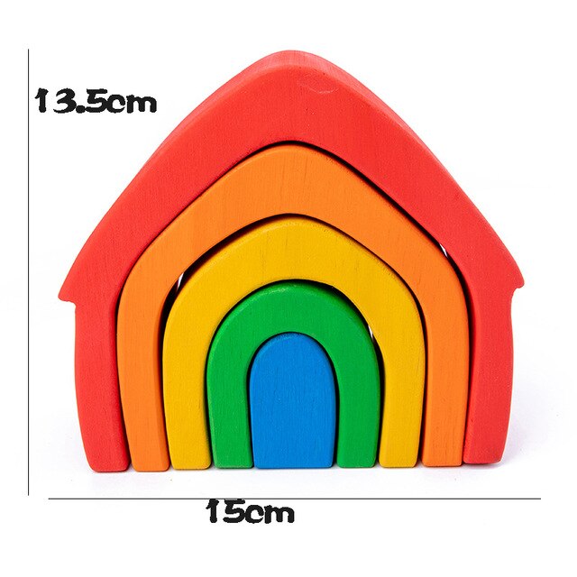 Baby Toys Wooden Blocks Rainbow Stacker Toys For Kids Rainbow Building Blocks Educational Toys For Children: Rainbow House