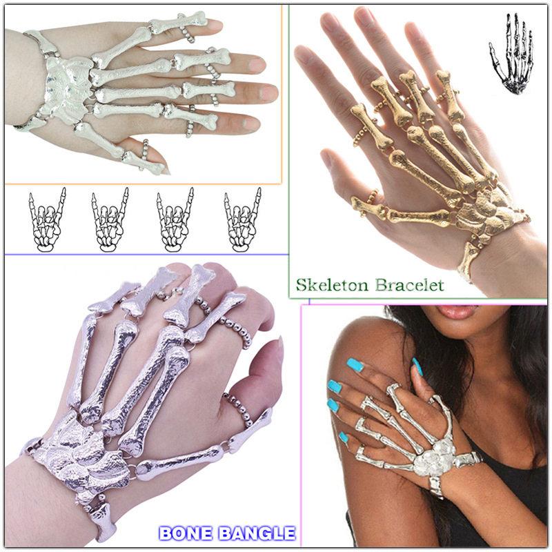 Bracelets squelette en os pour femmes, Rock Punk, accessoires de main, uniques pour filles, bijoux, meilleure créativité, ,