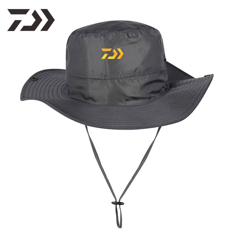 Daiwa Unisex Fishing Caps Bucket Hat Outdoor Uv Protection Adjustable Breathable Fishing Hats Solid Wide Brim Cap: Dark Gray2