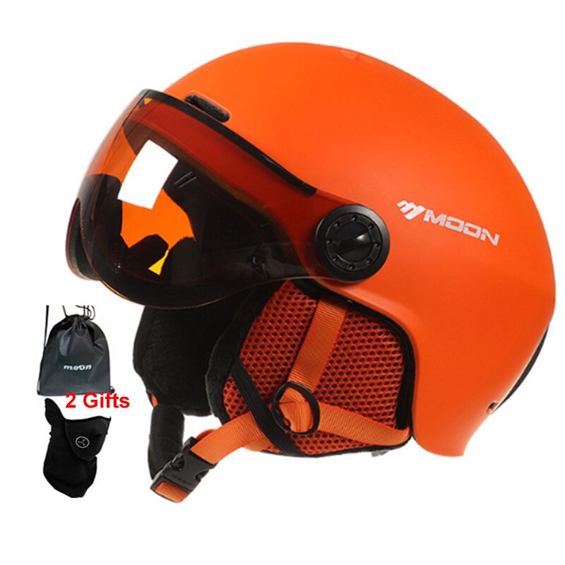 Maan skihelm integraal gevormde pc+eps hoge bril skihelm outdoor volwassen sport ski snowboard skateboard helmen: Oranje / Ik (58-61cm)