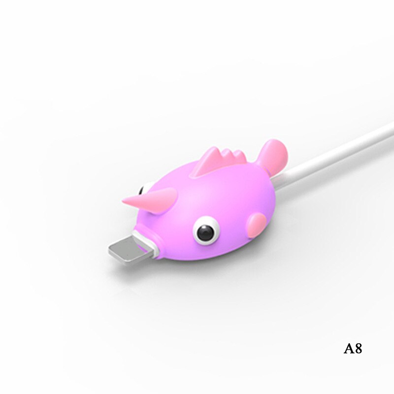 Søte tegneserier dyr bite kabel databeskytter fisk dinosaur hund shaper kabel opptrekker arrangør iphone ipad datalinje beskyttelse: Sølv