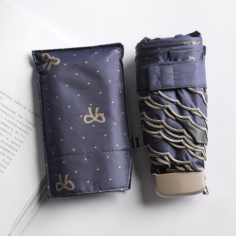 Ombrelle ensoleillé à motif nœud papillon | Mini ombrelle Portable, Anti-UV, paraguay, ombrelle pliante, matériel de pluie pour femmes: navy blue