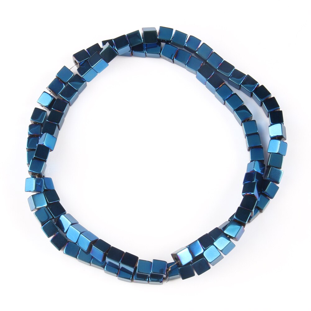 Cube Hematite Stone Beads 2 3 4mm Square Hematite Loose Spacer Beads For Jewelry Making DIY Bracelet Accessories 15'': SKY BLUE / 4mm