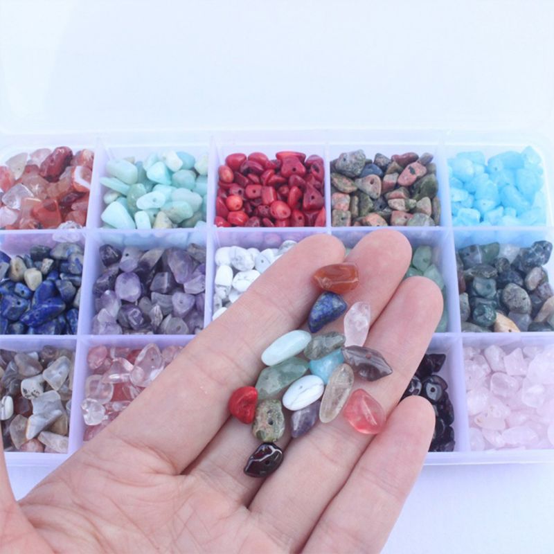15 farve forskellige ædelsten perler uregelmæssig formede naturlige chips sæt til diy håndværk armbånd vedhæng smykker gør piger legetøj