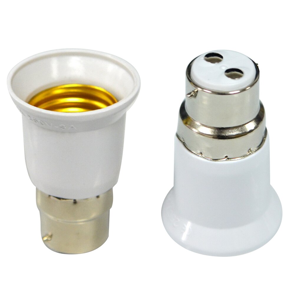 6 x bajonet bc hætte  b22 to e27 es edison skrue pære lampe base fatning konverter forlænger adapter holder fitting 220-240v [