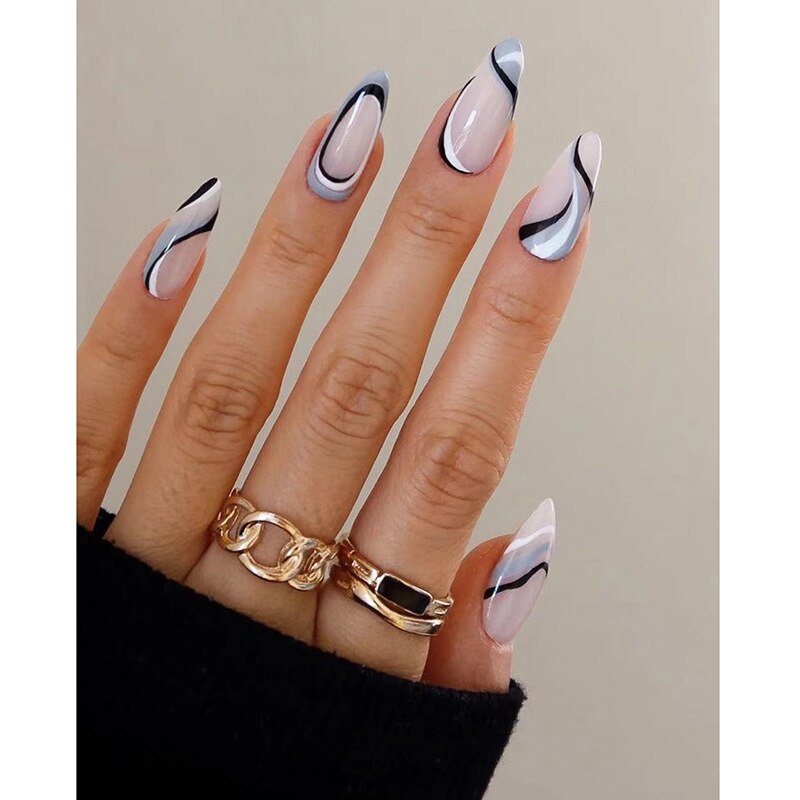 Faux ongles français détachables en forme de cœur, 24 pièces, pointes en acrylique, pour Nail Art: Y18
