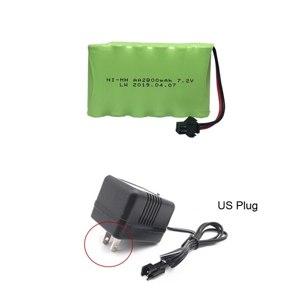 7,2 V 2800mah AA NI-MH Batterie SM Stecker mit ladegerät einstellen Hohe kapazität elektrische spielzeug batterie Fernbedienung Auto schiff roboter 7,2 v batterie: Gelb