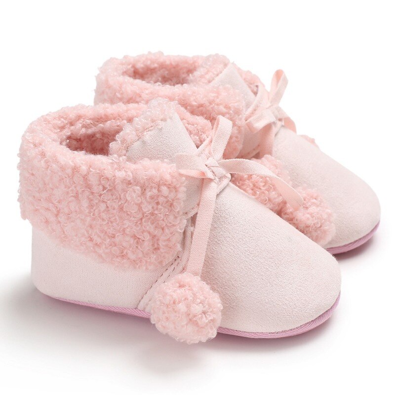 Winter Baby Boots Cute Infant Soft soled non-slip ankle boots baby girl Boots Russia Warm Plus Velvet Girls Boots: Pink / 0-6 Months