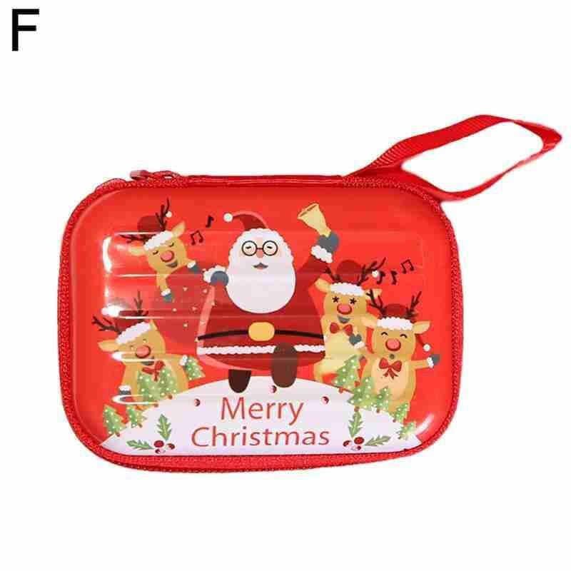 1pc Cartoon Tinplate Xmas Candy Bag Square Round Christmas Candy Bag Purse Year Navidad Tinplate Square Xmas Candy Bag: 18