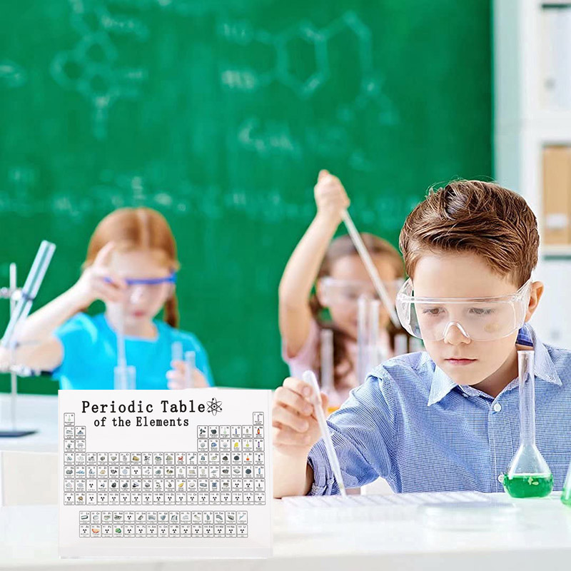 Acrylic Periodic Table Display with Real Elements Kids Teaching School Day Birthday Chemical Element Home School Decoration