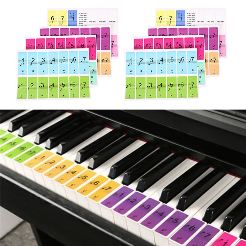 4 Uds. Teclado de Piano de 88 teclas, pegatinas de nombre de Piano, Teclado de Piano de 61 teclas, teclado electrónico, pegatinas de 88 teclas, calcomanía sobre música, etiqueta, nota