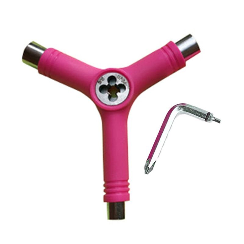 Universal tudo-em-um rolo skate chave reparação ferramenta forma y acessório multifuncional portátil com l tipo chave: ROXO