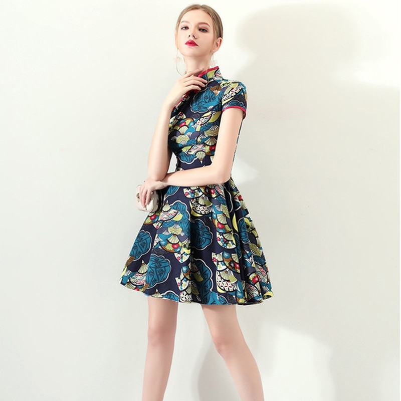Cheongsam Short Chinese skirt Improved Modern Cheongsam dress Retro Fishtail Dress Girl Dress Chinese Cheongsam qipao