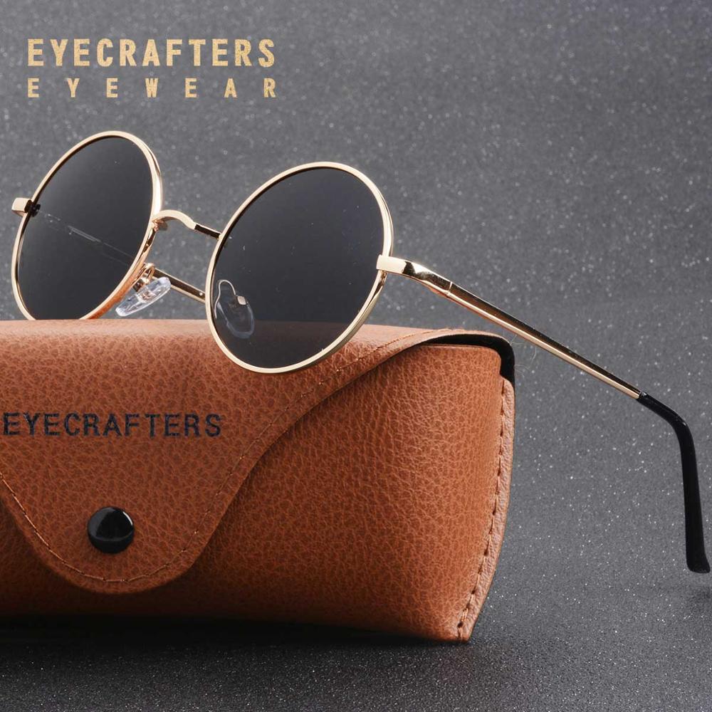 Eyecrafters Retro Vintage Round Polarized Metal Steampunk Sunglasses Mens Womens Silver Mirrored 