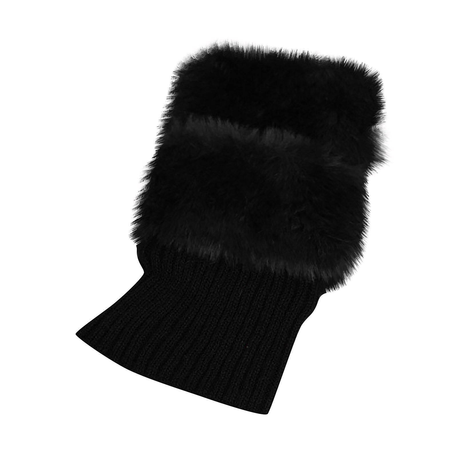 Frauen Mädchen Winter Verdicken Plüsch Stiefel Manschette Rippen Gestrickte Kurze Beinlinge Einfarbig Häkeln Gamaschen Deckel Socken 2 Paare: schwarz