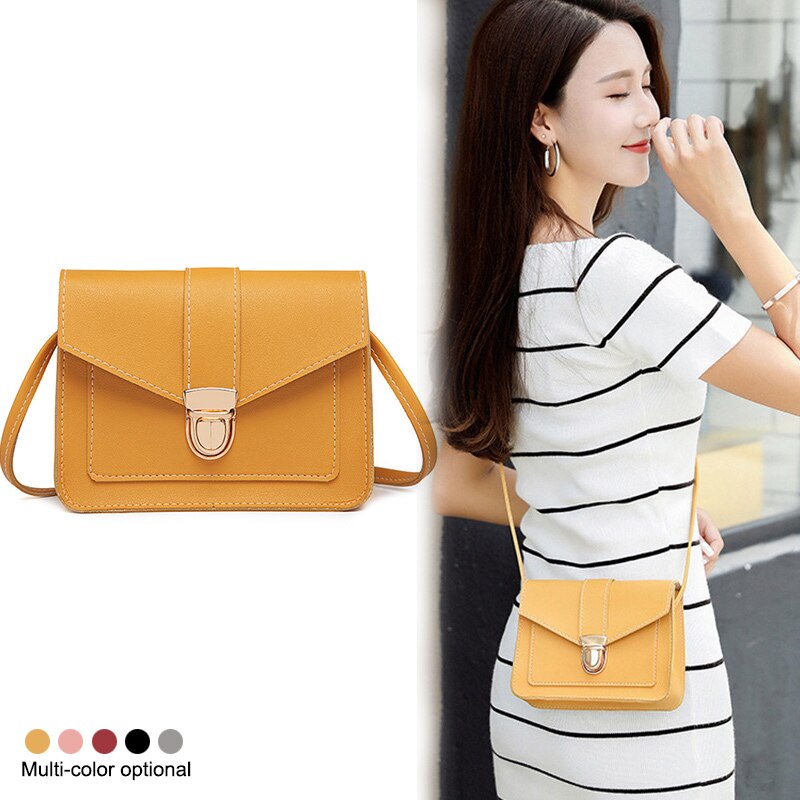 Women Crossbody Buckle Bags Female Small Solid Color Messenger Shoulder Bag B88