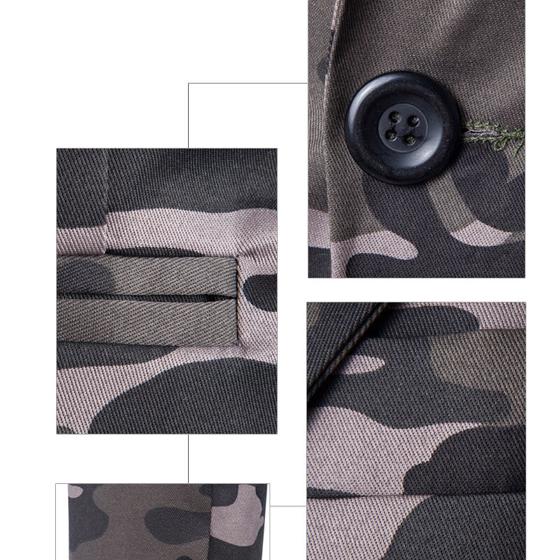 Chaqueta de traje Formal para hombre, chaqueta de negocios con estampado de camuflaje para hombre, chaqueta delgada de boda para aniversario de una sola botonadura