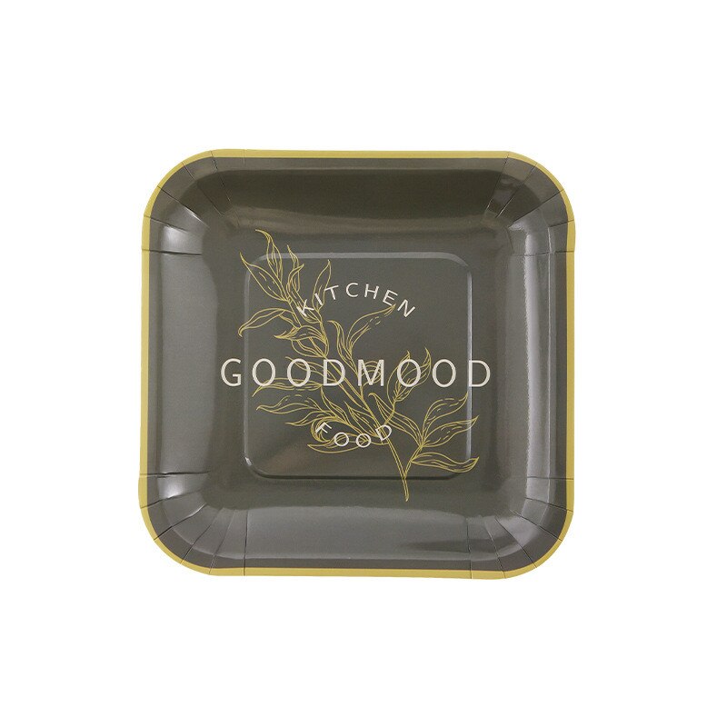 100pcs party degradable Disposable Tableware paper plate Birthday Party Supplies Wedding Decor Picnic round square Tableware: 04 / 100pcs