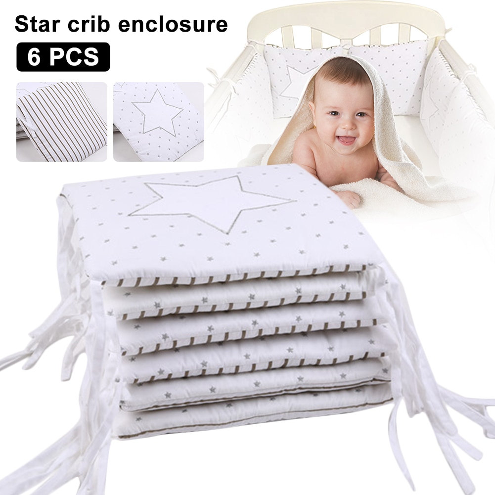 6pcs Pillows Cotton Blend Bedroom Cot Pads Bedding Accessories Baby Crib Bumper Cushion 30x30cm Embroidered Home Decor