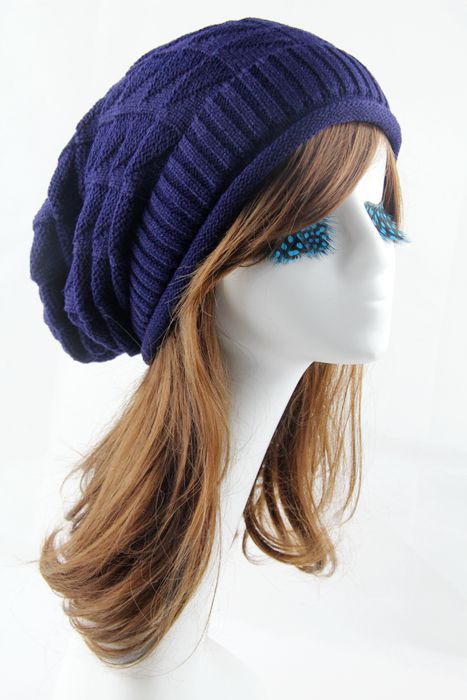 Chapeau Triangle en laine pour fille, en treillis de diamant, Style coréen, automne et hiver: Navy blue