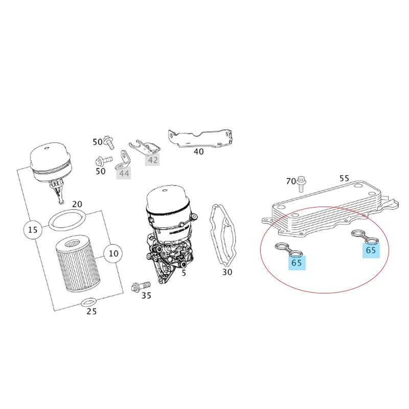 Topo!-cárter de vedação do refrigerador de óleo do motor 6421880580 para motores mercedes benz om642 v6