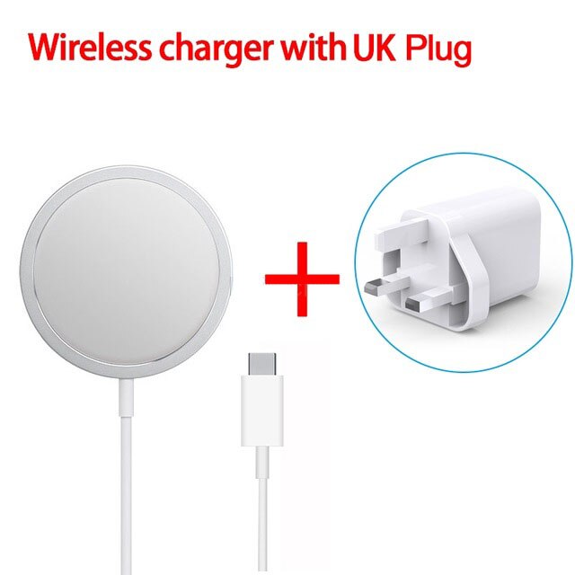 Magnetische 15W Drahtlose Ladegerät Für iPhone 12 Pro Max Mini Für Magsafe Schnelle Lade Schnell PD 20W UNS UK EU Stecker Drahtlose Ladegerät: Wireles with UKPlug