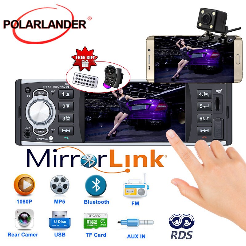 Radio cassette player Car MP5 Player Radio Stereo Touch screen Bluetooth Mirror link Autoradio 4.1 inch 1 Din Remote control FM