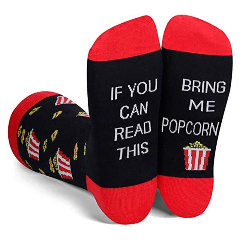 Unisex sjovt ordsprog crew sokker, hvis du kan læse denne popcorn sushi tacos strømpestrømper (påkrævet til jul)