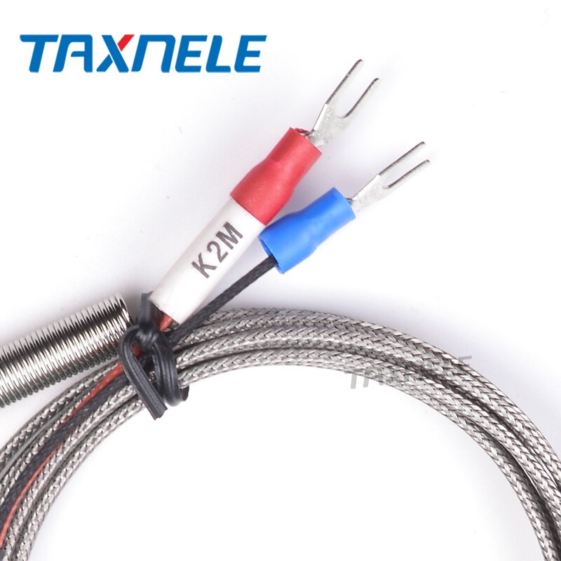 Termopar tipo K J, sonda de acero inoxidable, termopar de 50mm, 100mm, 150mm, 200mm, 2m, Cable termopar 0 ~ 400C, Sensor de temperatura