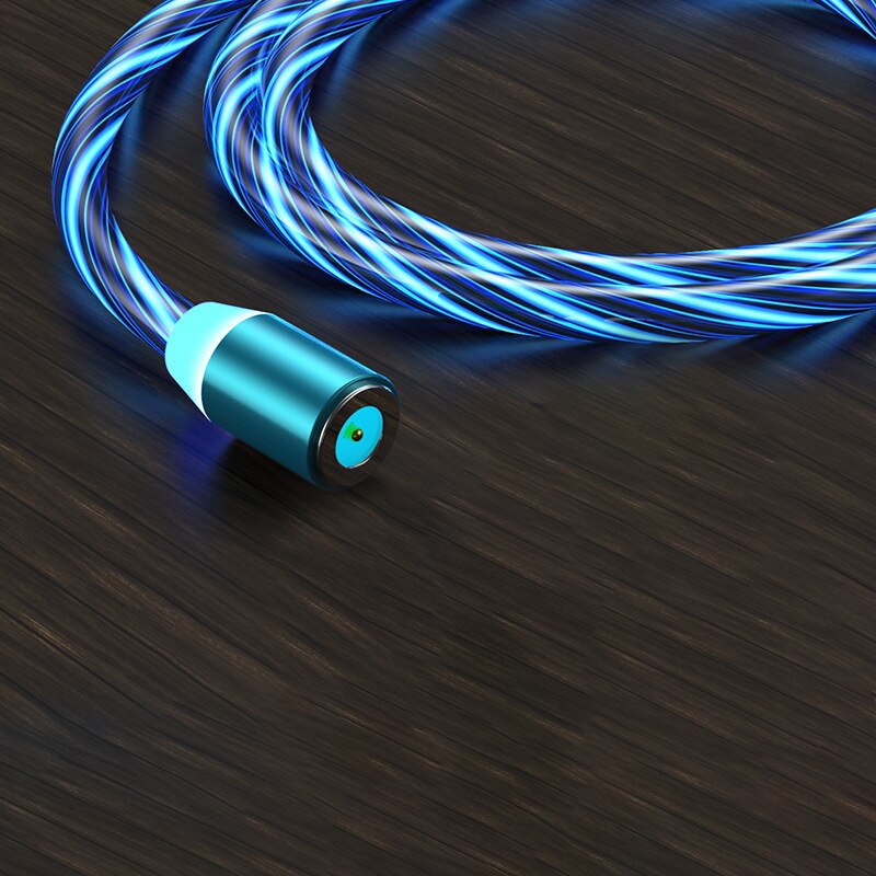 LED che scorre illuminano USB Sync tipo-c cavo dati caricabatterie IPhone cavo di ricarica: 1m blue cable